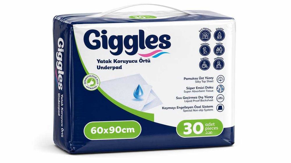 Впитывающие одноразовые пеленки Giggles 60x90 см (30 шт)