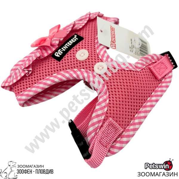 Нагръдник за Куче- с Панделка- XS, S, M, L, XL- Розов/Бял-Pet-Interest