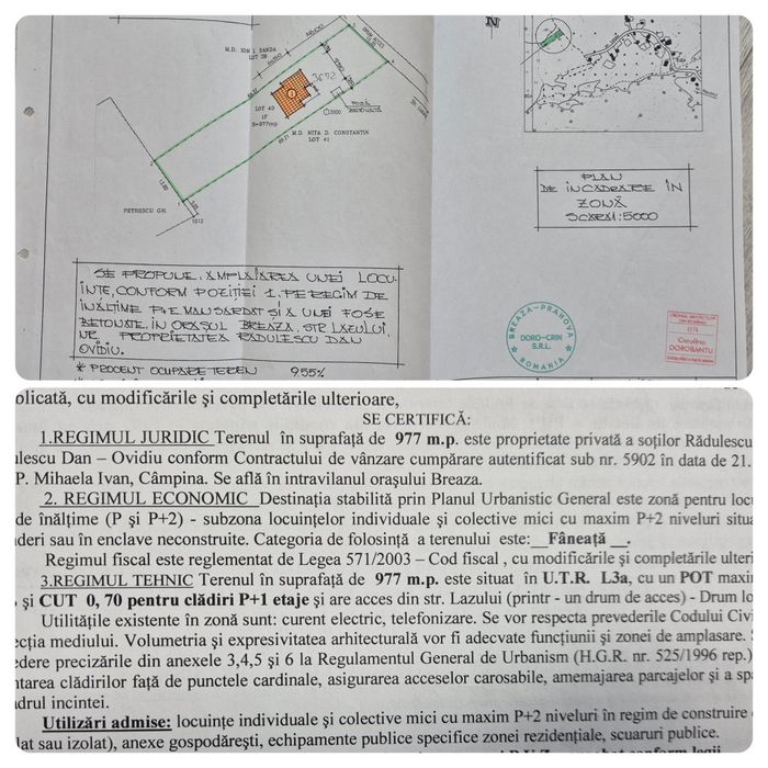 Vând 977 mp  teren intravilan în orașul Breaza - Poiana Lazului