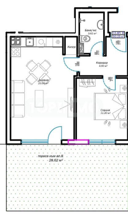 Продава се Двустаен апартамент в Варна, м-т Пчелина - 80 кв.м за 982 €/кв.м - Снимка #8