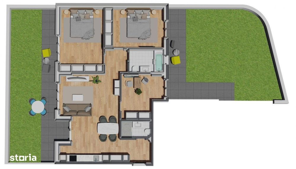 Apartament de 4 camere , 89 mp utili, terasa 103mp, zona VIVO