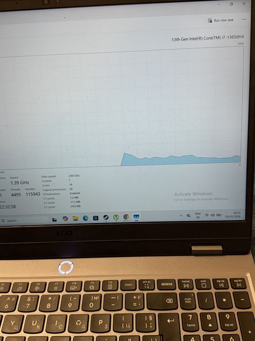 Лаптоп  леново (геймърски)на 2 седмици