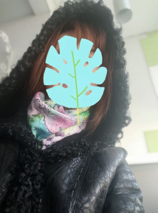 Кожаная дубленка с каракулем 44-46р