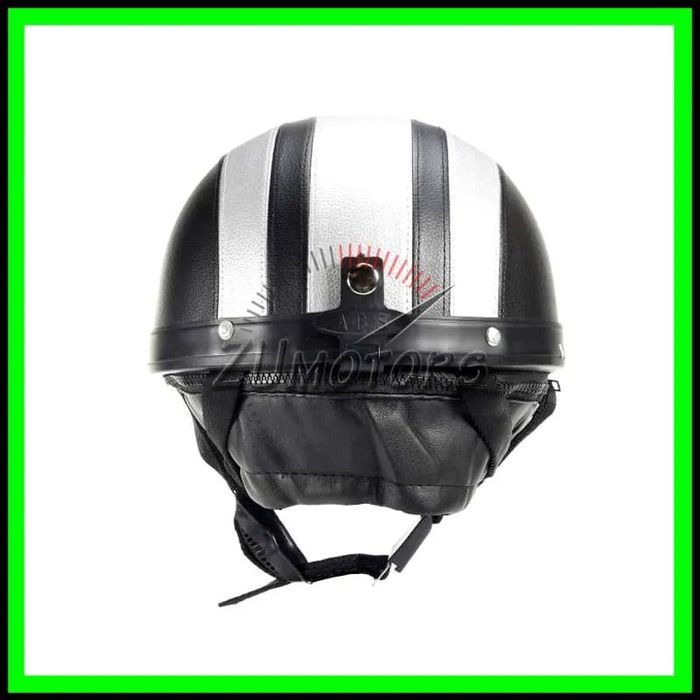 Casca moto Retro scuter Vespa Chopper Piele - Negru-GRI
