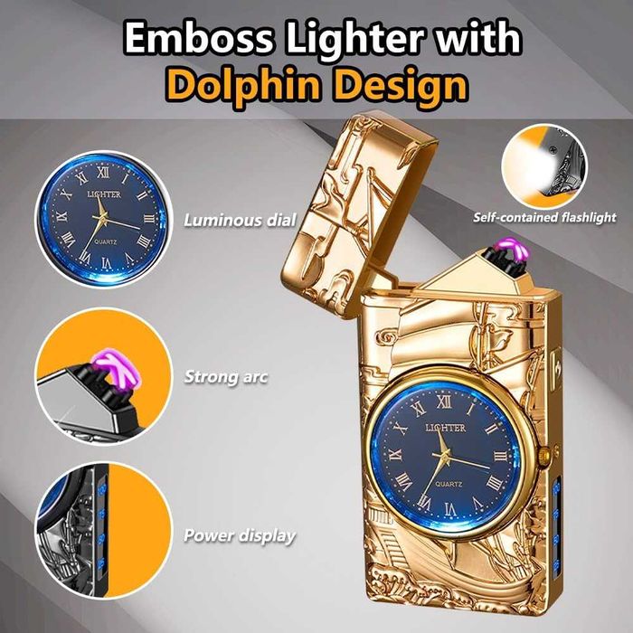 Електрическа плазмена запалка RSBYE с часовник и фенер + Твърд калъф