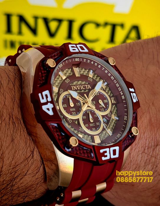 INVICTA Pro Diver Rush Red/Gold 52 mm, Инвикта нов ръчен часовник