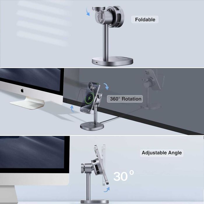 Безжично зарядно MOGU 3-in-1 MagSafe 15W
