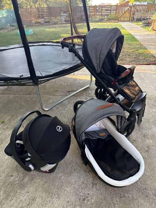 Carucior Krausman 3 in 1 cu scoica Cybex si isofix masina