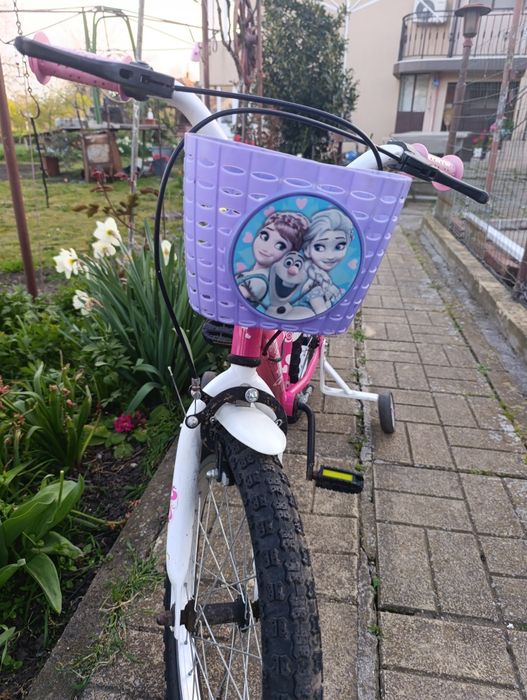 Детско розово колело с помощни гуми - 18 цола