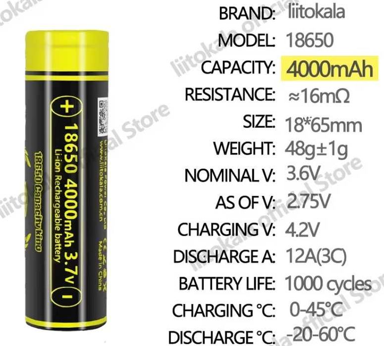 Acumulator baterie 18650 Liitokala 4000mAh,3000mAh