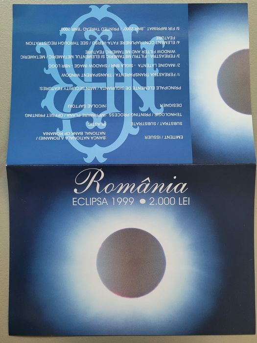 Bancnote 2000lei" Eclipsa totală de soare 1999"