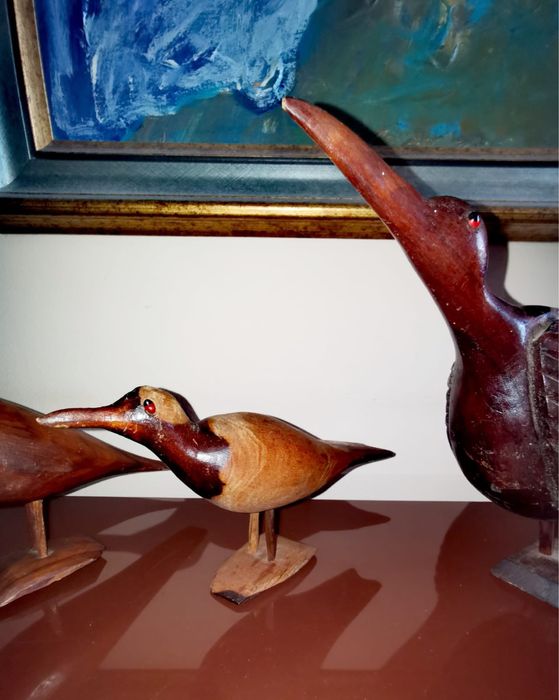 Антикварни дървени колекционерски фигури на крайбрежни птици 4 бр.