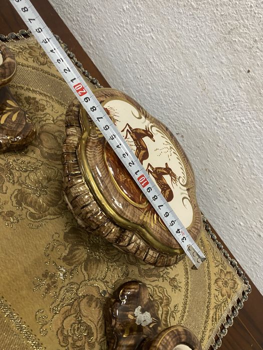 Белгийски порцеланов сет два свещника и кутия