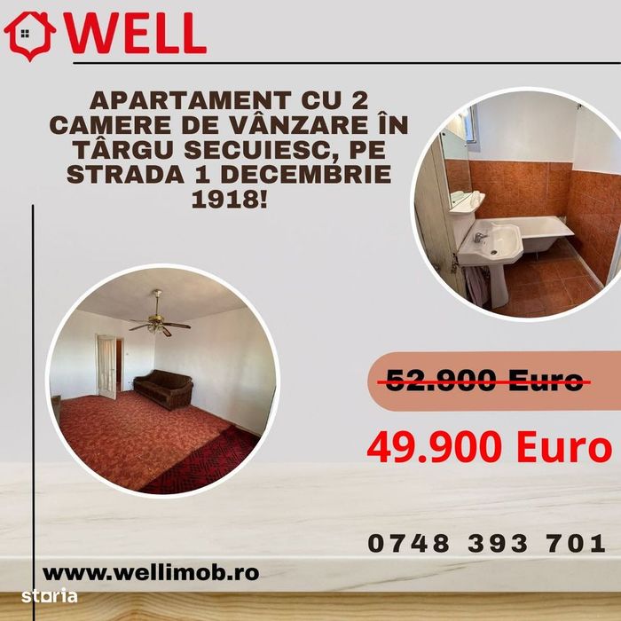 Apartament cu 2 camere de vânzare în Târgu Secuiesc!