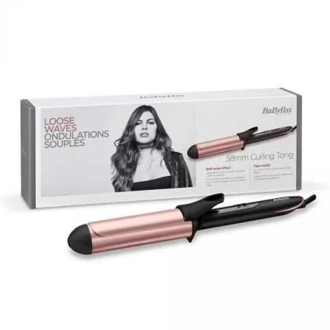 Ondulator BaByliss C453E, Loose Waves 38 mm, 210 grade, Invelis Quartz-Ceramic, 6 trepte de temperatura, LED, Roz/Negru - BaByliss