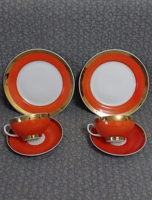 Чайные трио Дулево Рубин