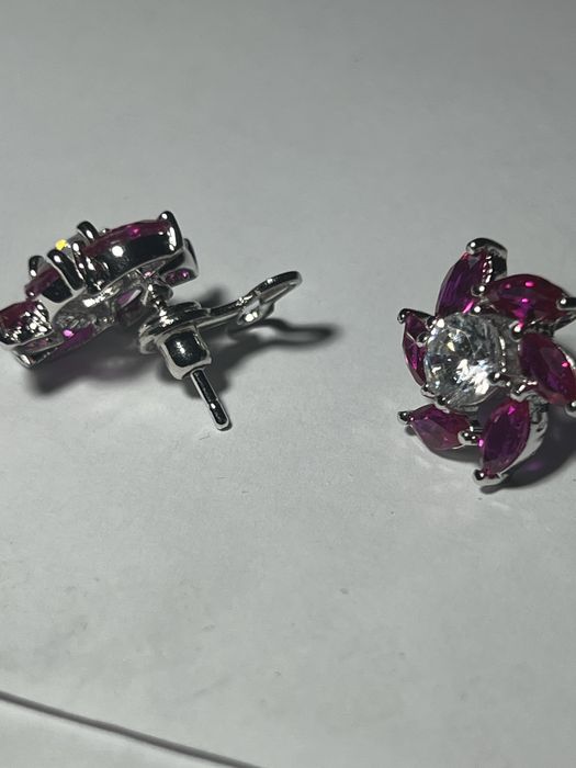 cercei cu topaze roz si albe