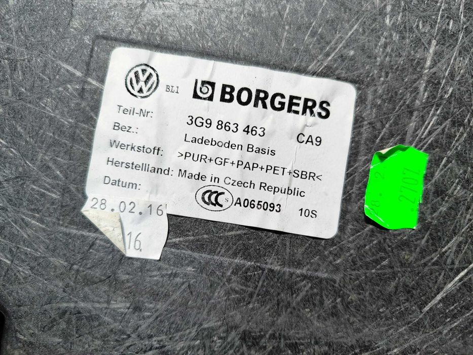 Podea Portbagaj Volkswagen Passat (B8) Break 2014–2023 / Cod OEM 3G9863463 (4B2)
