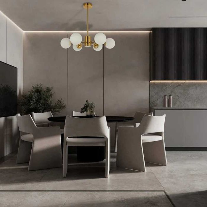 Пендел 6 топки Полилей от средата на века  модерен златен