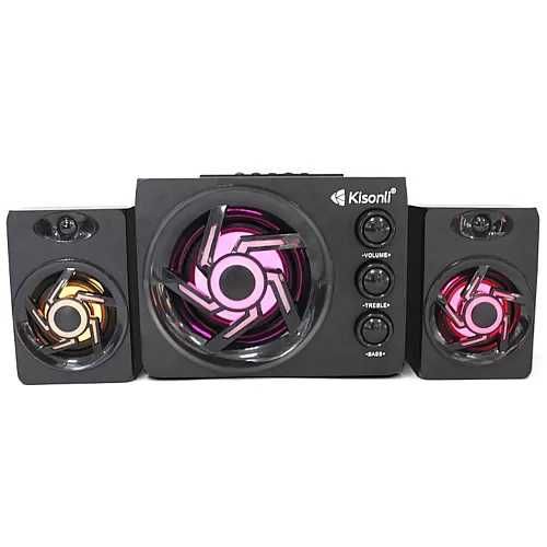 Аудио система с две колони и буфер с блутут и подсветка