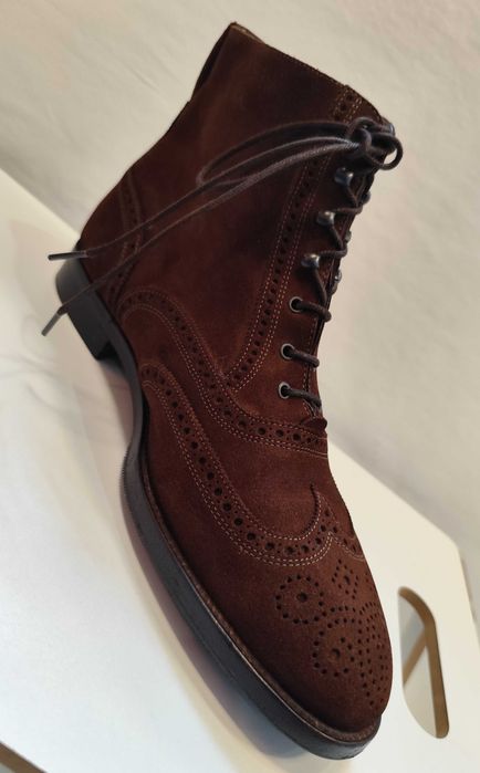 Ghete lace up 42.5 43 de lux Fratelli Rosetti lucrate manual piele nat