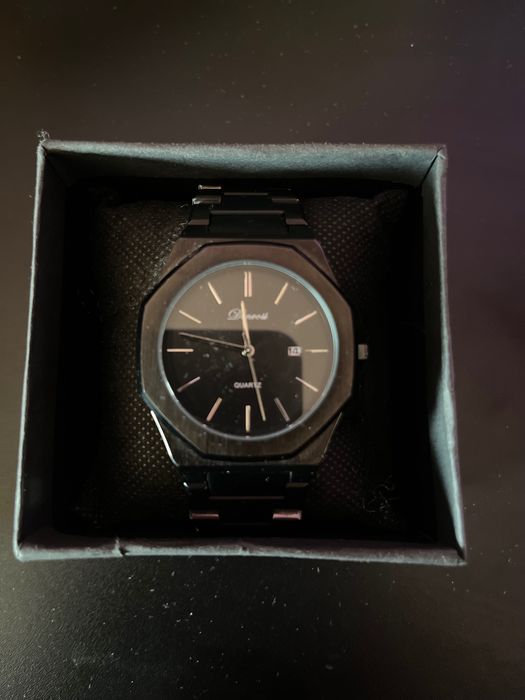 Мъжки часовник Denrosi Quartz – черен метален, с дата, елегантен