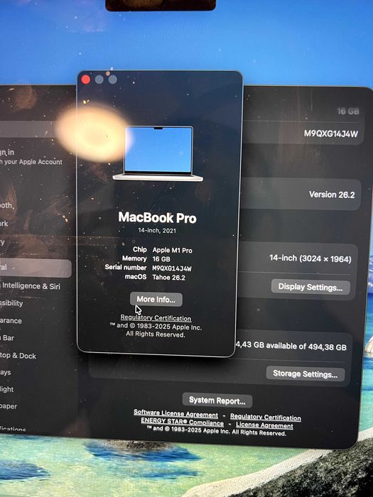 MacBook Pro 14" M1 Pro / 16GB RAM / 512GB SSD / Отлично състояние
