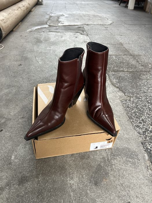 Кожени боти ZARA с висок ток