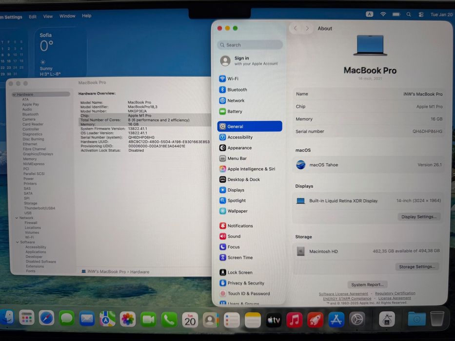 MacBook Pro 14" M1 PRO 8-CPU, 14-GPU, 16RAM, 512SSD APPLE CARE+ 11.26Г
