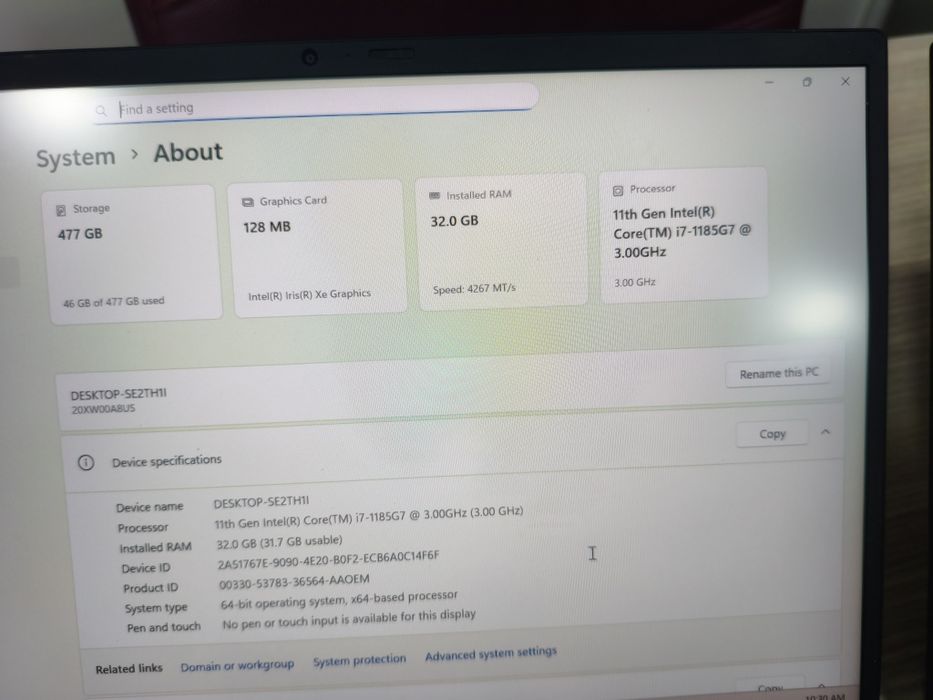 Thinkpad X1 Carbon Gen9!  core i7 !