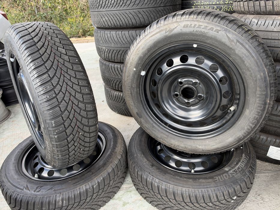 4бр. КАТО НОВИ Зимни Гуми 185/65R/15 -BRIDGESTONE/DOT:4622- С 15” Железни Джанти 5х100 за -TOYOTA/LEXUS/SUZUKI- 6.0Jx15H2, ET45