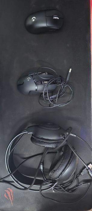 Marvo headset, logitech g pro superlight, logitech g502 hero
