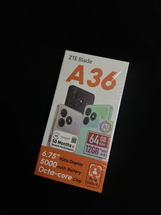 ZTE BLADE A 36  12 GB , 64Gb.   Черный , надежный и удобный смартфон !