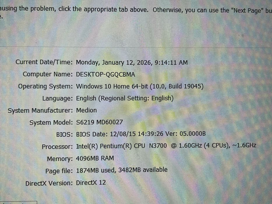 Vand Laptop Medion intel pentium N3700 -Quad core, Baterie buna