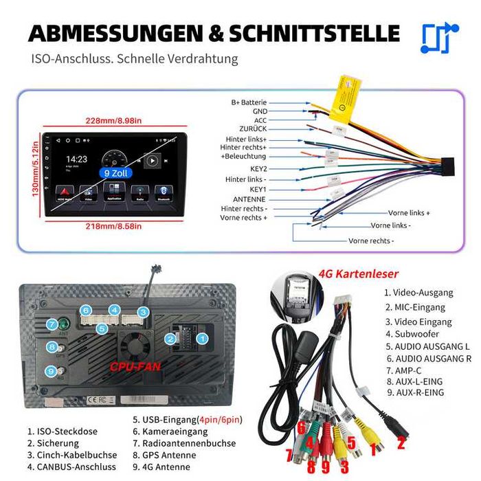 10” 2-DIN мултимедия с Android 14, 4G/LTE, RDS, 6/128GB,