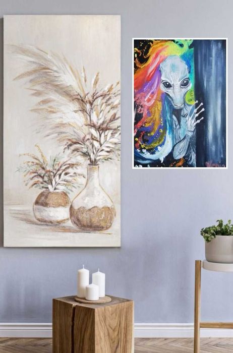 Tablou original ulei pe pânză, extraterestru