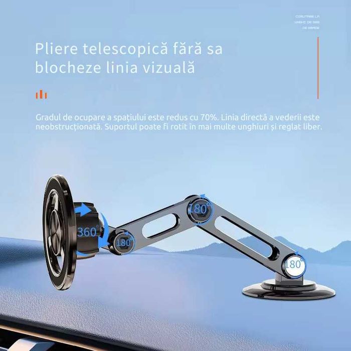 Suport magnetic telefon MagSafe pt masina, cu rotatie 360, Universal