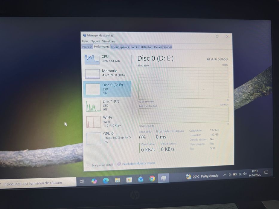 Laptop HP – 24 GB RAM, SSD-uri Samsung + Adata, Windows 10 Pro + Office