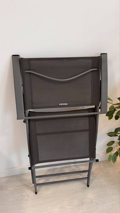 Scaun gradina Naterial cu brate, pliabil, gri antracit