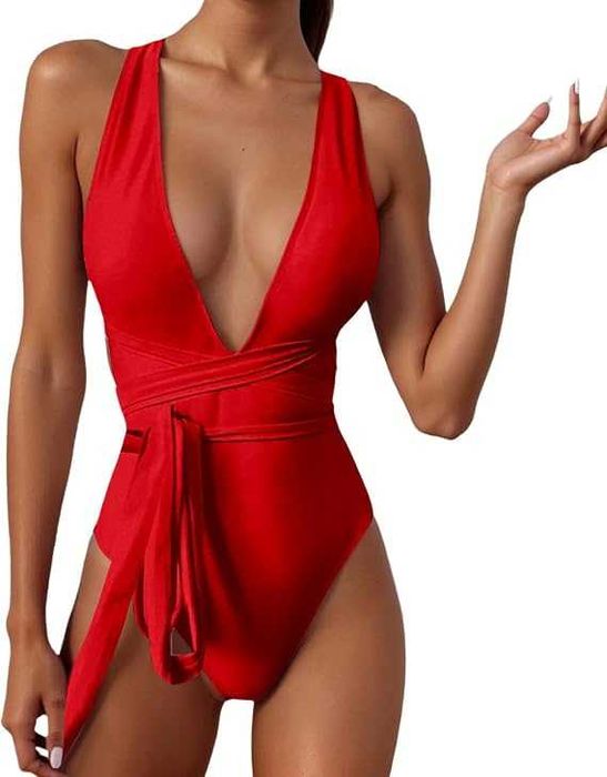 Costum de Baie Întreg Damă Retro, Control Abdominal, Push-Up, Floral Roșu, S