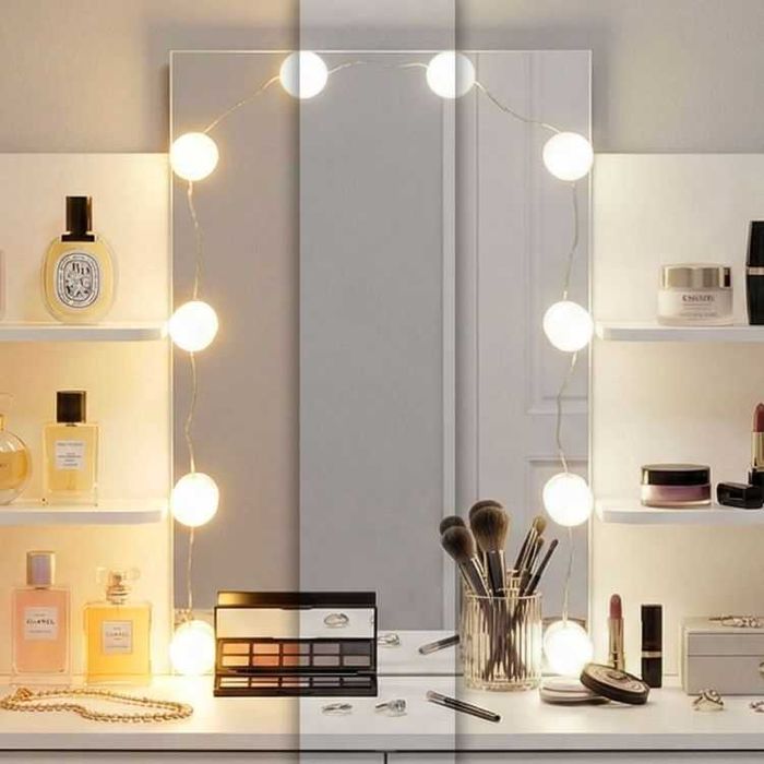 Козметична тоалетка с огледало и LED осветление,ModernHome,90x40x135см