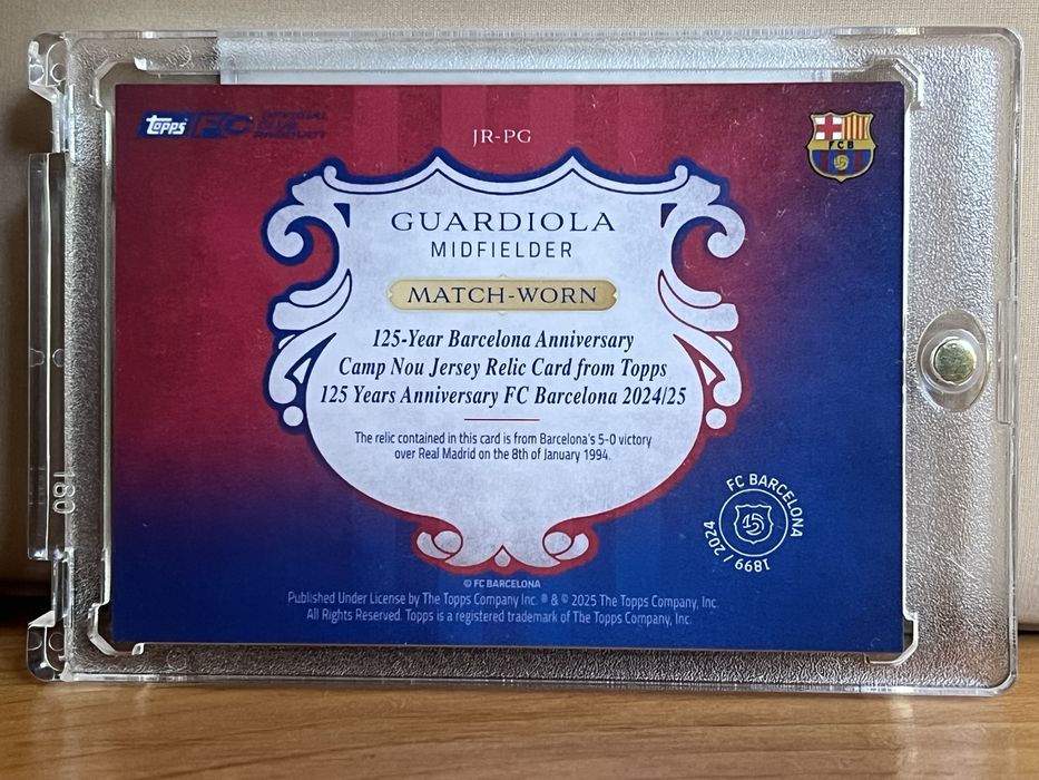Topps FC Barcelona 125th Anniversary - Guardiola Relic Jersey 1/1