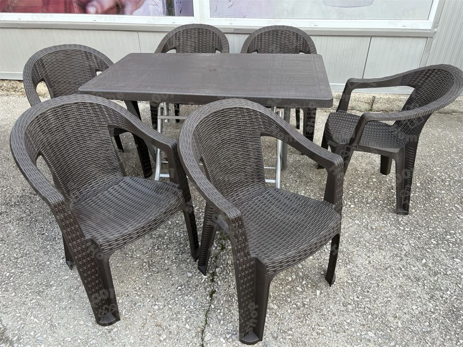 Градински комплект маса със столове 6 бр, ратан, комплект КОКО