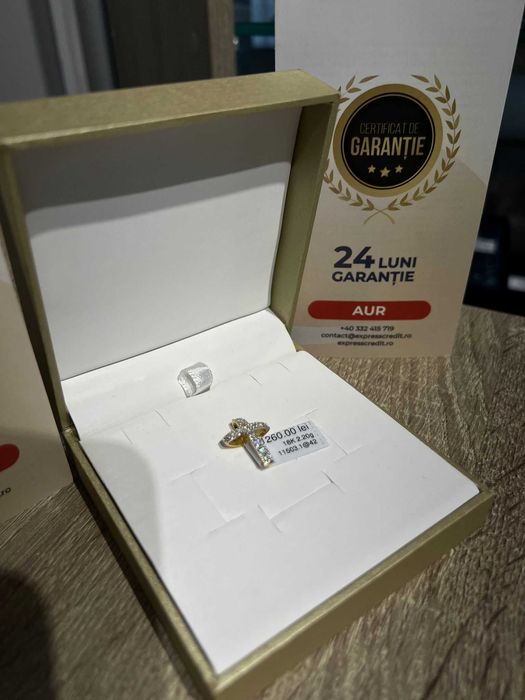(ag42) Pandantiv cruce aur 18k *2 ani garantie* b11503