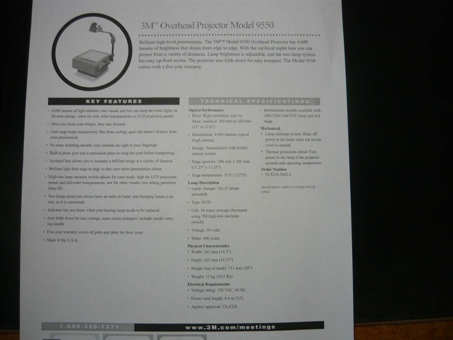 Retroproiector 3M 9550 4000 lumeni, made in USA