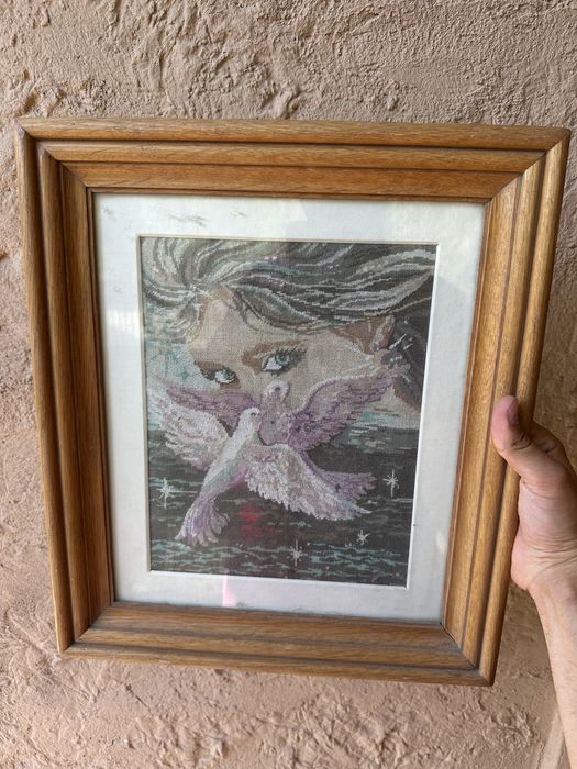 Tablou brodat in goblen, rama lemn, diferite modele