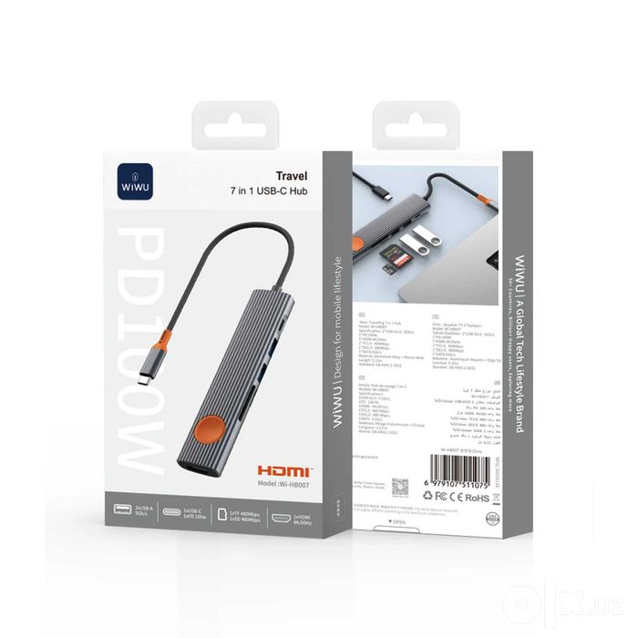 WiWu Traveling 7 in 1 Hub (Wi-HB007) Type-C Adapter