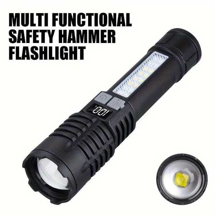 Lanterna puternica cu zoom telescopic, afisaj digital putere
