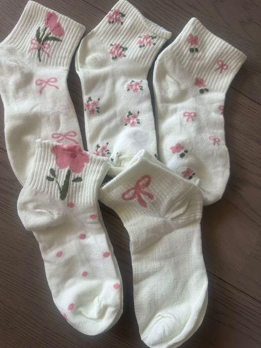5 чифта детски чорапи момиче размер 34/35 с цветя