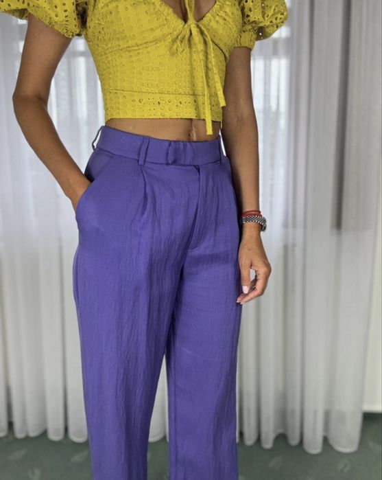Pantaloni lejeri  zara - marimea xs , culoare mov